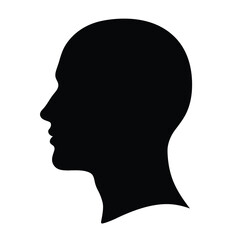 Black silhouette of a human head in profile view on white background