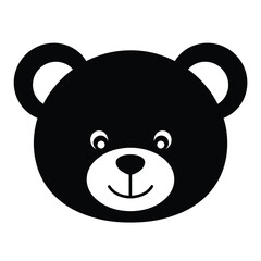 A black and white cartoon bear face with a happy expression