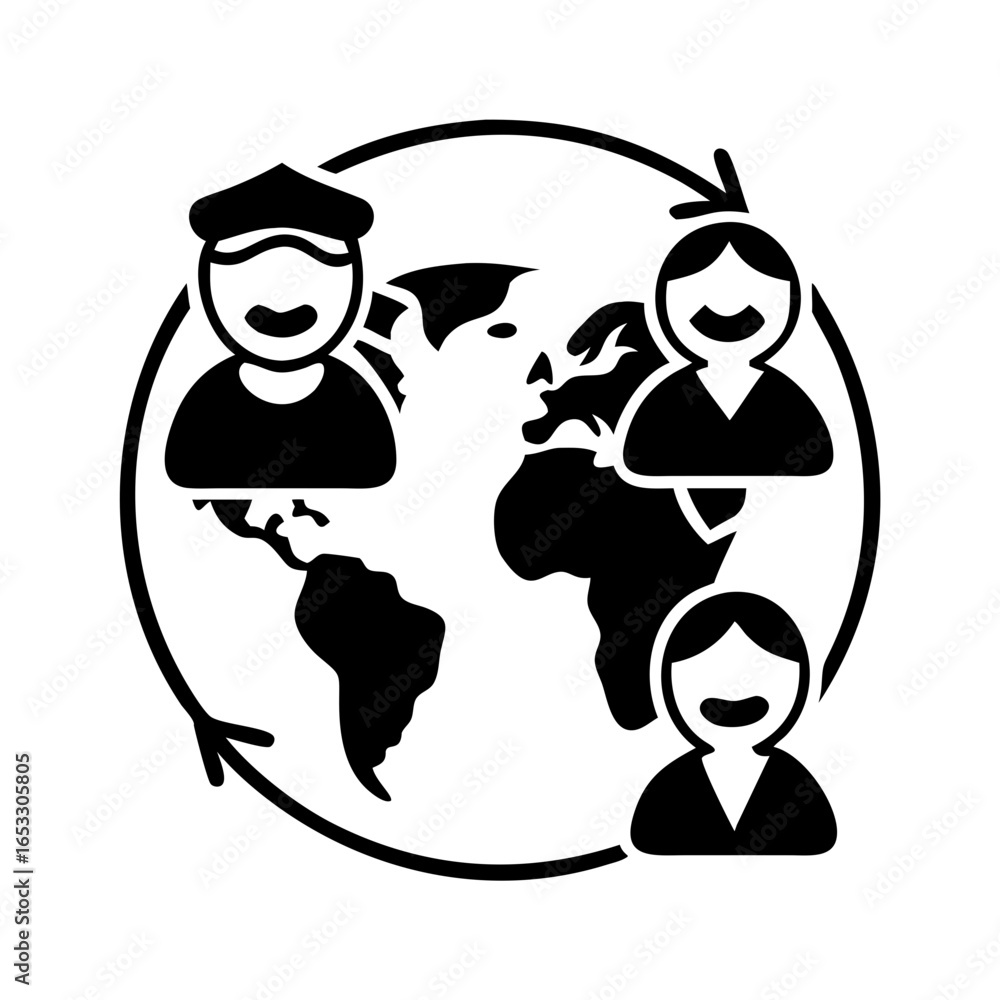 Aufkleber vector art of global communication and connection between people in a network around the world