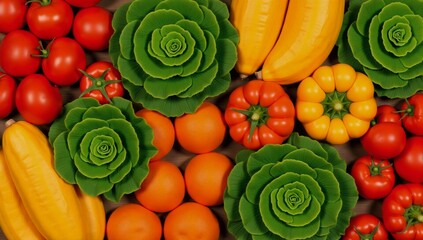Array of fresh vegetables in a vibrant border