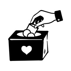 Vector art of hand picking a tissue from a box with a heart symbol  icon