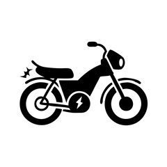 Fototapeta premium Vector art of black silhouette of an electric motorcycle with lightning bolt symbol icon