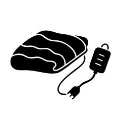 Vector art of silhouette of an electric heated blanket with a plug icon