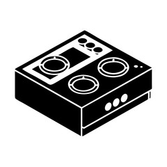 Fototapeta premium Vector art of black icon of a modern electric stove with four burners and a control panel icon