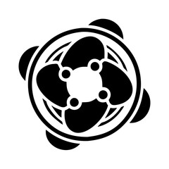 Vector art of a black and white abstract geometric pattern with circular symmetry, isolated icon