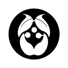 Obraz premium Vector art of a black and white stylized illustration of a plant with leaves and berries, isolated icon