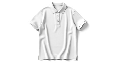 Plain White Polo Shirt Short Sleeve Apparel on Bright Background