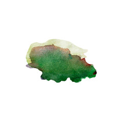 A soft watercolor texture showcases a blend of green shades intermingled with warm undertones. The abstract design emanates tranquility and creativity, suitable for various artistic applications.