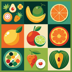 
Fruits set on white. fruits including apple lemon raspberry grape orange plum coconut pineapple white currant 

strawberry banana pomegranat blackberry melon fig lime pear cherry 
