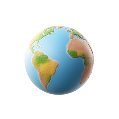 Fototapeta premium Realistic earth model depicting continents and oceans with detailed texture