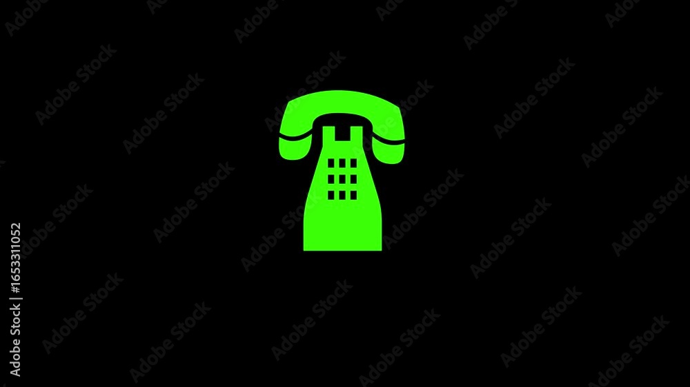 Poster abstract telephone icon animation. telephone icon animation looping concept. abstract green color te