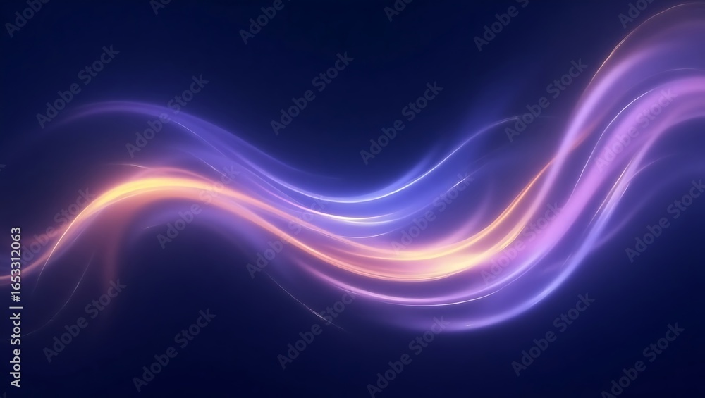 Poster abstract flowing light trails on a dark background. a dynamic and glowing wave of futuristic energy.