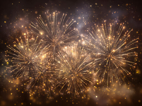 Spectacular golden fireworks display celebrating a festive occasion