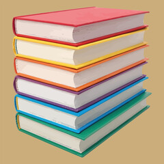 Stack of Six Colorful Hardcover Books pile reading.