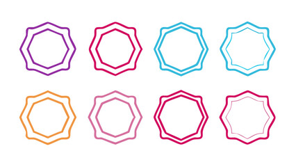 Colorful octagon frames vector design elements set for decoration and graphic design with different colors
