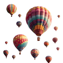 Obraz premium Colorful hot air balloons ascend, a vibrant spectacle against a dark sky