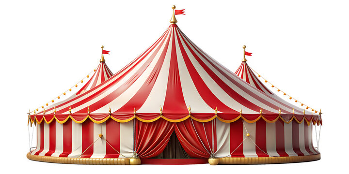 circus tent carnival tent isolated on white background PNG, AI GENERATED 
