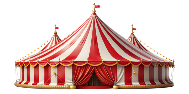 circus tent carnival tent isolated on white background PNG, AI GENERATED 