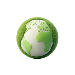 Sustainable earth: green grass-covered planet symbolizing environmental conservation