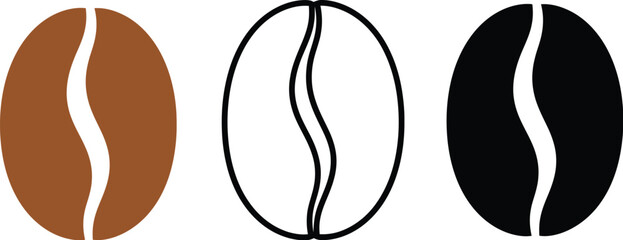 Coffee bean vector illustration set isolated on white background