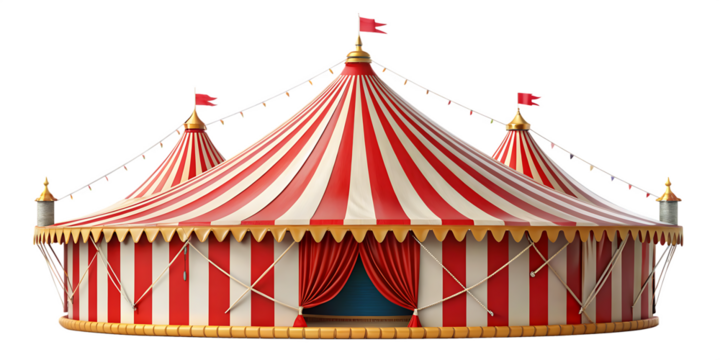 circus tent carnival tent isolated on white background PNG, AI GENERATED 