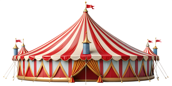 circus tent carnival tent isolated on white background PNG, AI GENERATED 