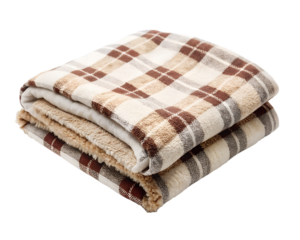 Soft plaid pet blanket folded neatly, isolated on transparent background