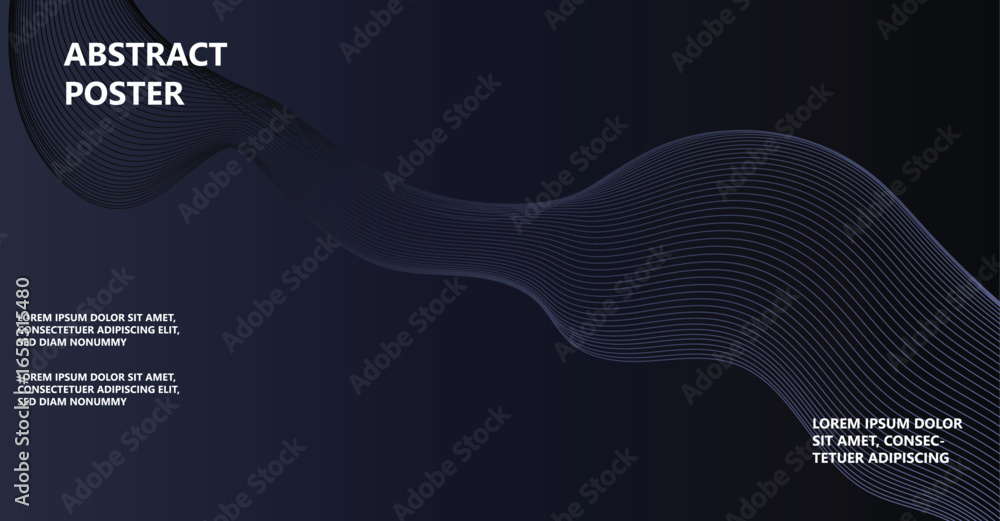 Poster abstract line wave gradient poster background vector. minimal abstract covers. cover template with v