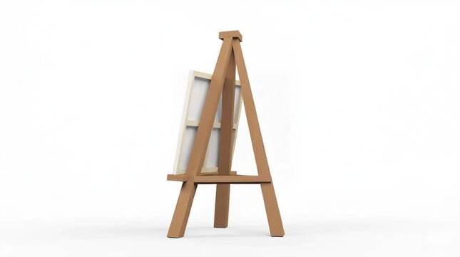 Wooden easel displaying a blank canvas transitions through angles, showcasing the structure and design, emphasizing artistic potential and creative expression in a minimalistic setting