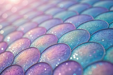 Close up of iridescent fish scales with a colorful pattern background