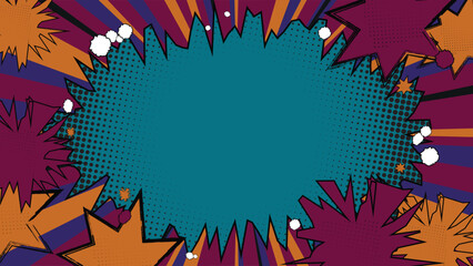 Vibrant pop art comic style background with starburst explosions halftone dots and bold retro colors ideal for posters covers banners flyers games and creative design projects