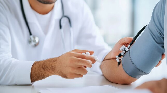 Doctor Checking Patient's Blood Pressure, Medical Exam , Healthcare