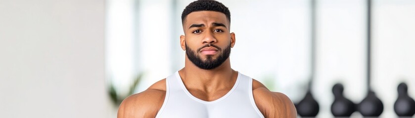 Obraz premium Fit African-American Man in Gym, Fitness, Strength