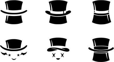 Retro tophat logo vector icon Simple magician top hat logo icon vector black top hat icon vector graphic