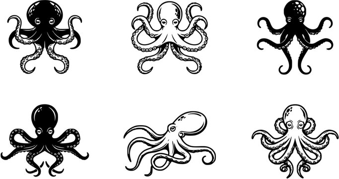 Stylized octopus logo icon in vector format