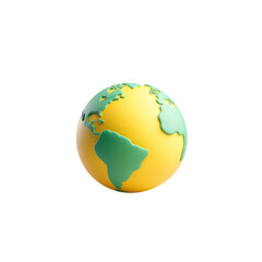 Fototapeta premium Vibrant yellow and green globe illustration with continents