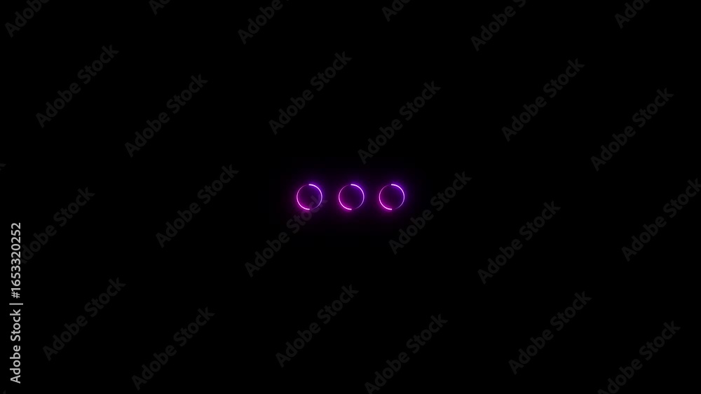 Poster animated word of loading with dots. jumping colorful letters. neon glowing title. waiting concept on