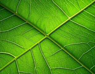 Close-up of vibrant green leaf veins