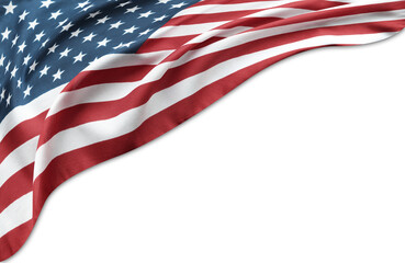 American flag on white