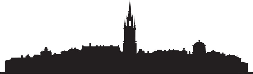 Detailed Silhouette of Augsburg City Skyline Germany Landmark Architecture Urban Landscape