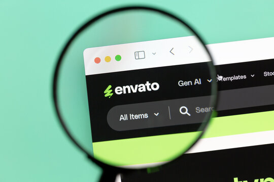 Ostersund, Sweden - Aug 17, 2025: Envato website. Envato is an Australian online platform for website templates, graphics, videos, sound effects, photos, and 3D models.