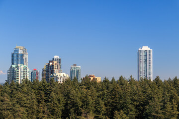Aerial view on residential area in Burnaby, Metro Vancouver, British Columbia, Canada.