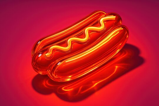 Glowing neon hot dog design. Use for nightlife menus, American diner posters, party graphics, and event promotion visuals.
