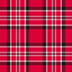 Cowboy textile seamless background, messy plaid pattern tartan. Drawing fabric vector texture check in red and black colors.