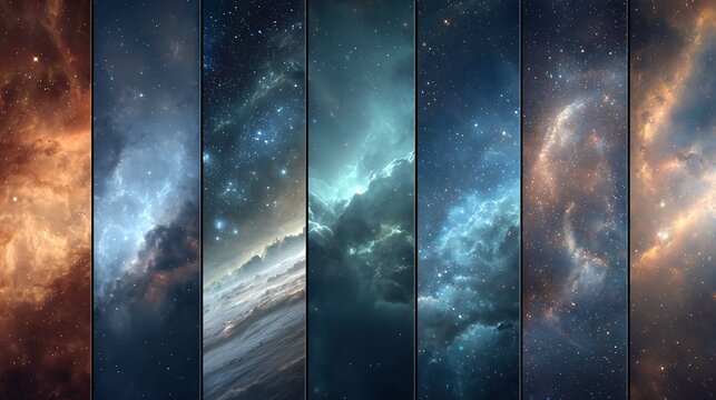 Galaxy backgrounds with stars, nebulae, and cosmic light, perfect for sci-fi themes, digital art, posters, and space exploration graphics