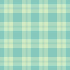 Small background seamless vector, festive check tartan plaid. Regular fabric texture textile pattern in light and teal colors.