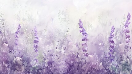 Obraz premium watercolor painting of soft lavender flowers 