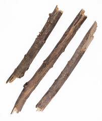 set old broken stick isolated on white background