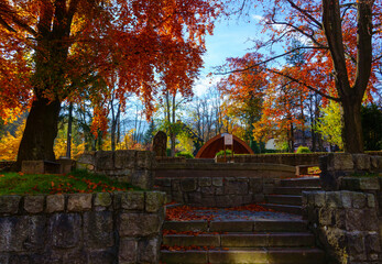 autumn city landscape in Karpacz, Poland