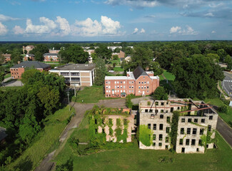 The campus of St Augustine's University in Raleigh NC with the former St Agnes hospital in the...